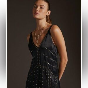 Anthropologie Black Studded Mini Dress